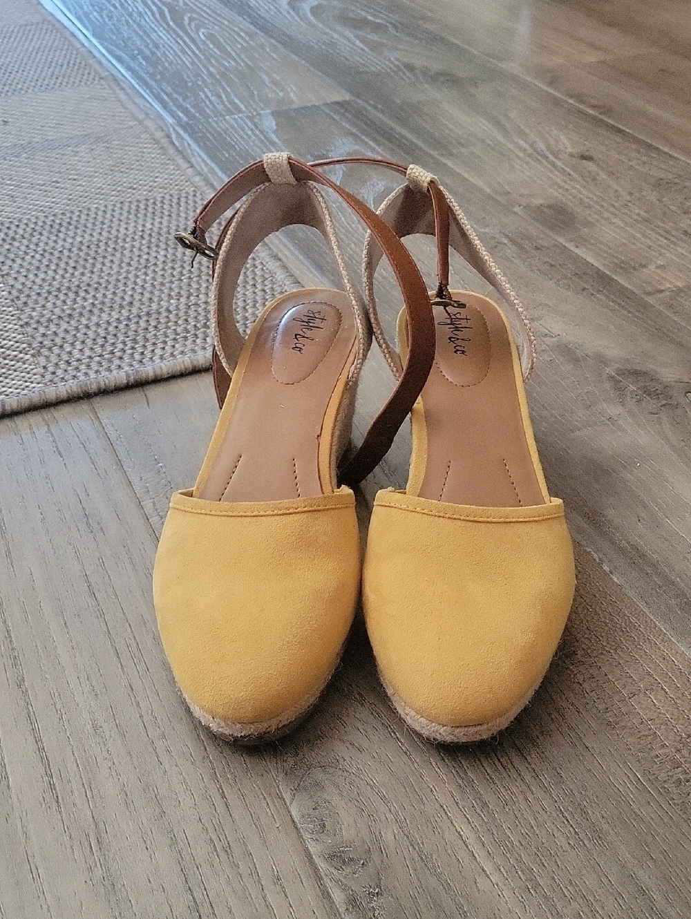 Style & Co. Mustard Yellow Espadrille Wedge Sandals
